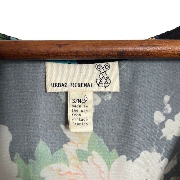 Urban Renewal Floral V-neck Asymmetric Fringe Hem Midi Dress Black Multi S/M - Picture 6 of 8